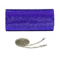 Evening Bag - 12 PCS - Jeweled Acrylic Beads w/ Flap - Blue -BG-100317BL